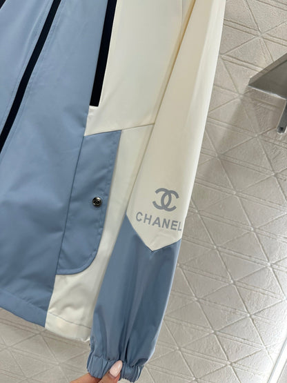 Color-blocked Zip-up Windproof Jacket