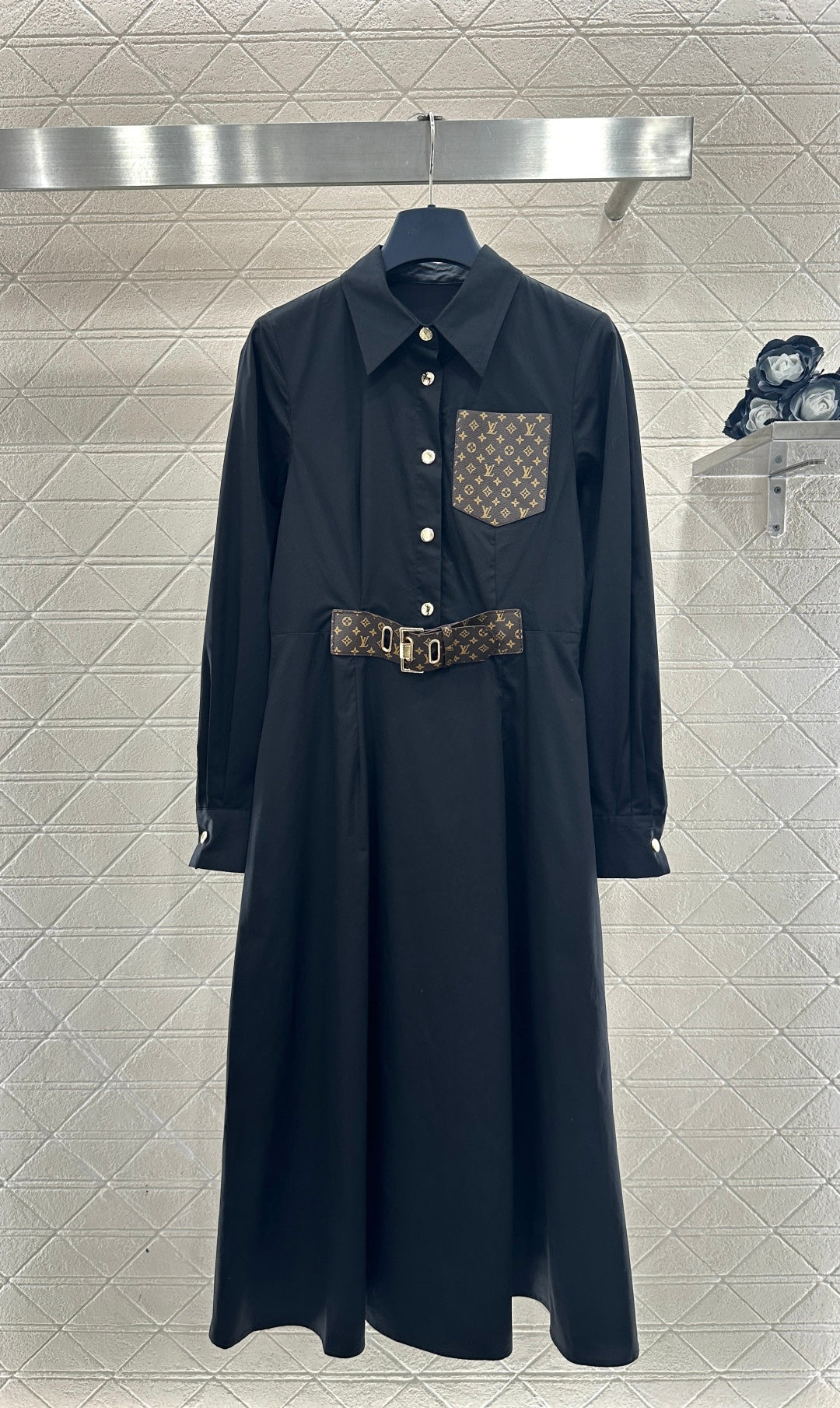 Located Shirt Dress with Belt