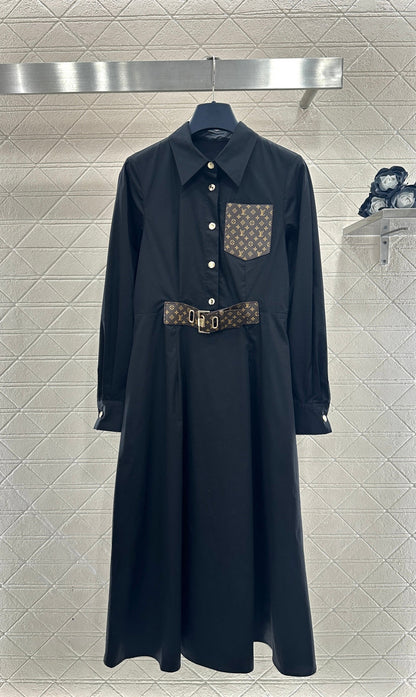Located Shirt Dress with Belt