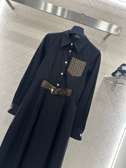 Located Shirt Dress with Belt