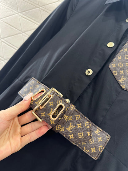 Located Shirt Dress with Belt