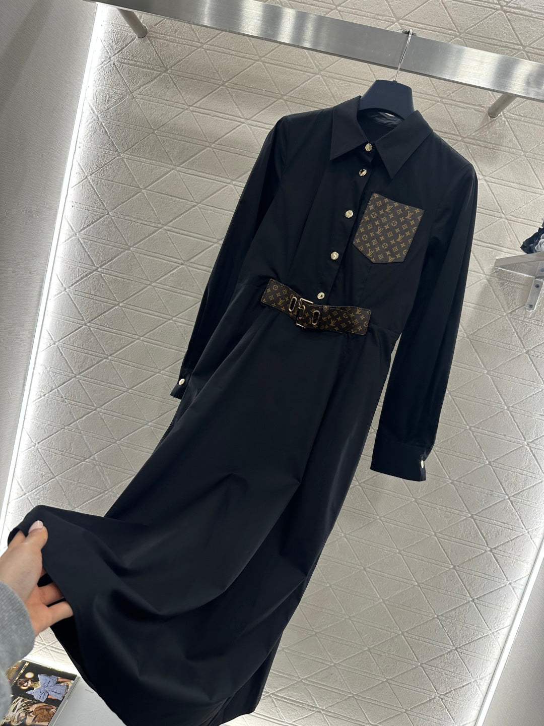 Located Shirt Dress with Belt