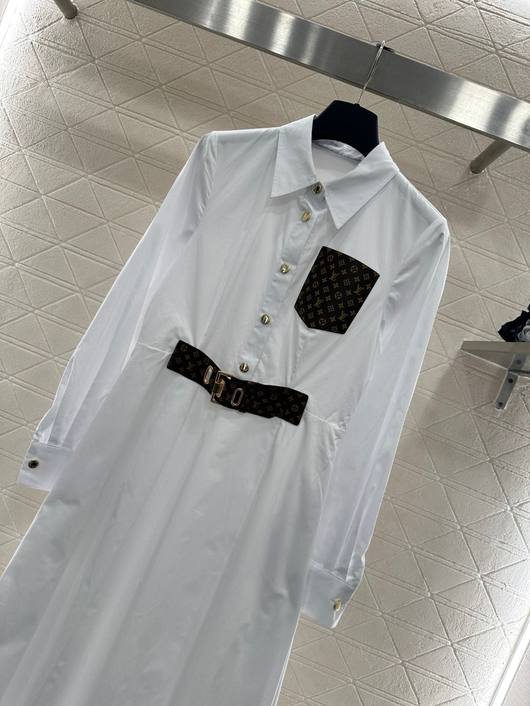 Located Shirt Dress with Belt
