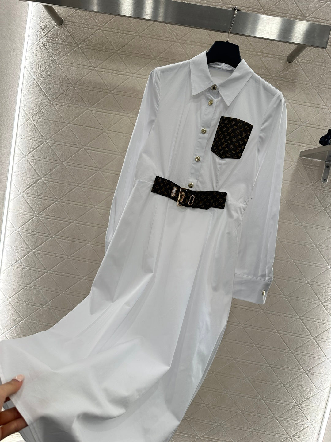 Located Shirt Dress with Belt