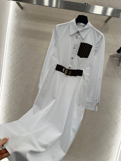 Located Shirt Dress with Belt