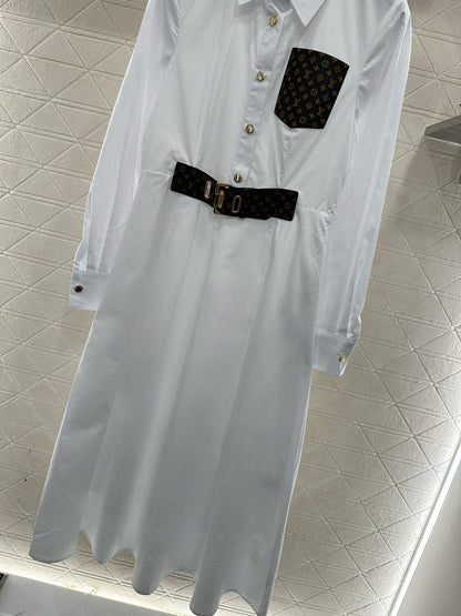 Located Shirt Dress with Belt