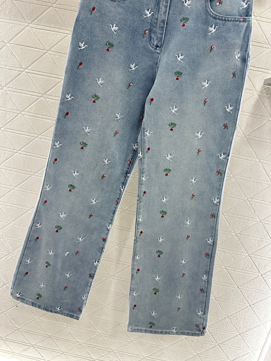 Embroidered Denim Pants