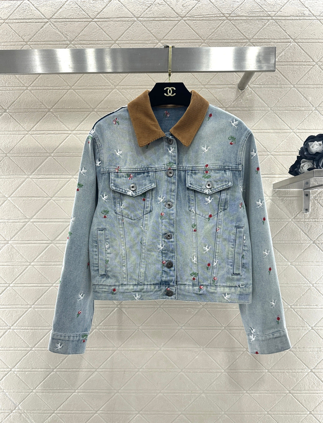 Embroidered Denim Pants