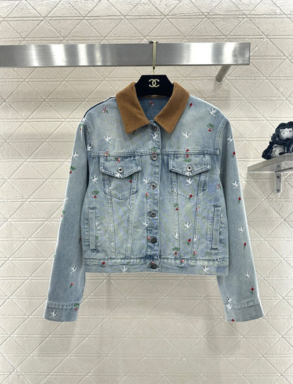 Embroidered Denim Pants
