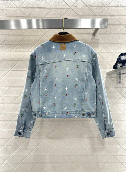 Embroidered Denim Pants