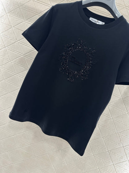 Embroidered and Beaded T-shirt