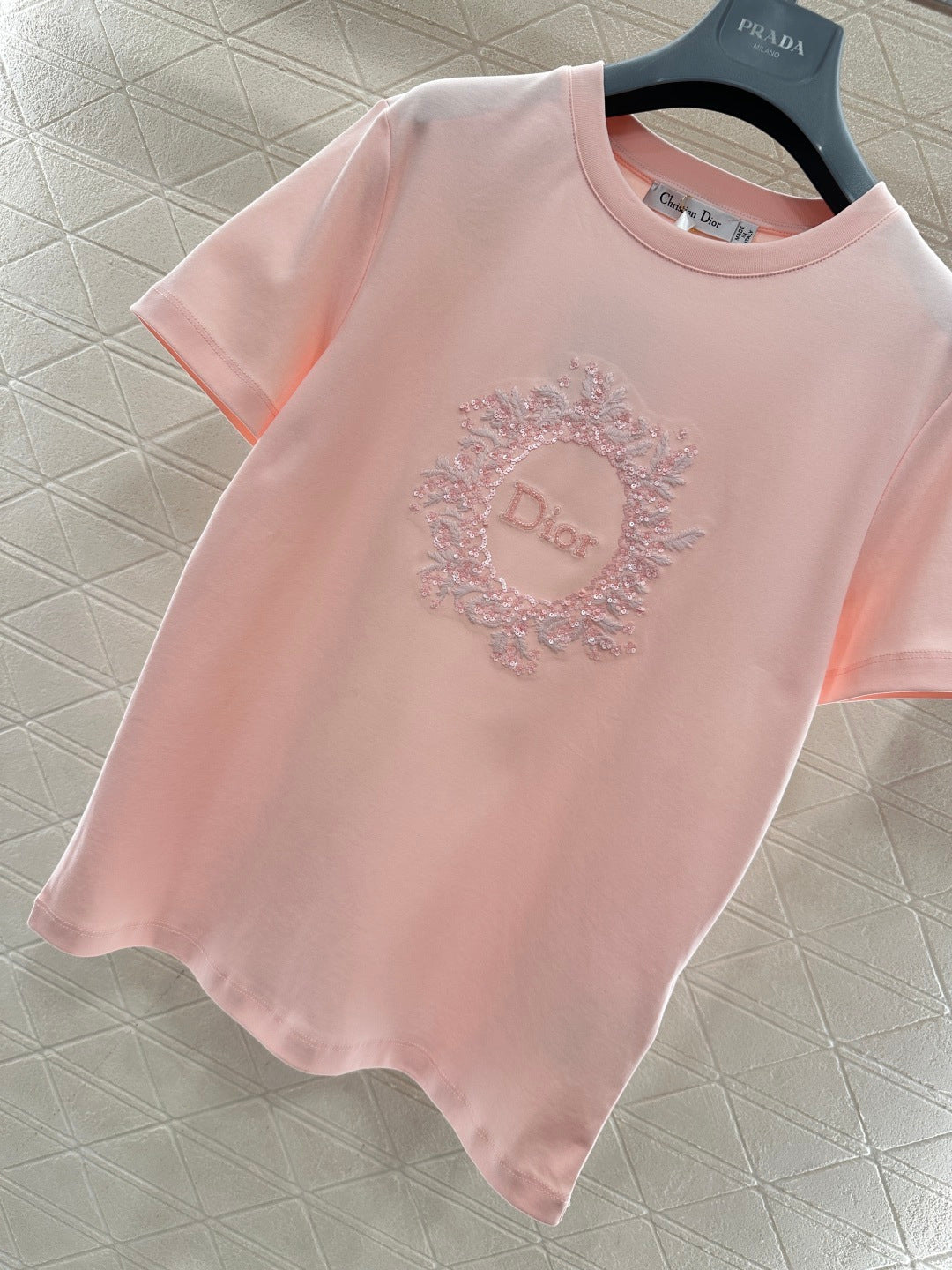 Embroidered and Beaded T-shirt