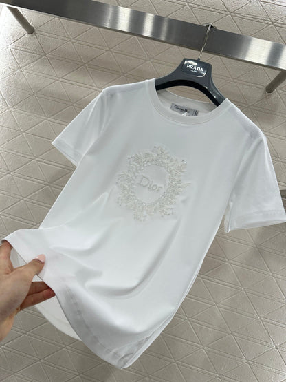 Embroidered and Beaded T-shirt