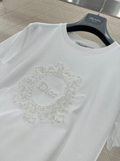 Embroidered and Beaded T-shirt