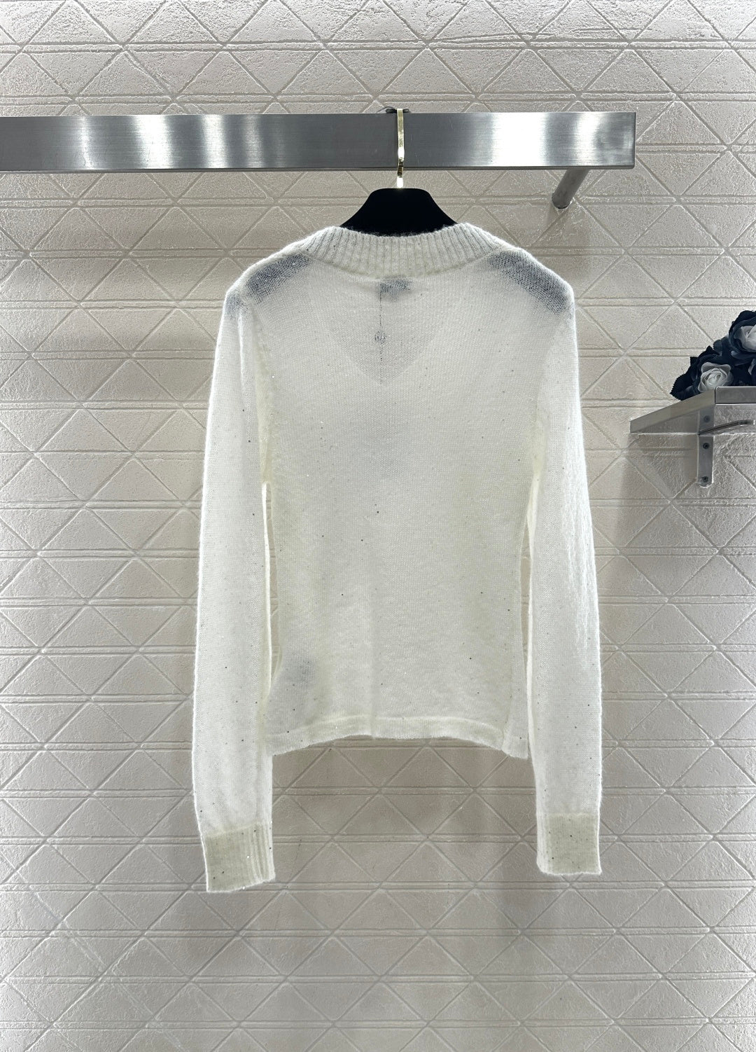 Sweetheart Neckline Sequined Sweater