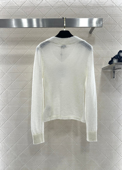 Sweetheart Neckline Sequined Sweater