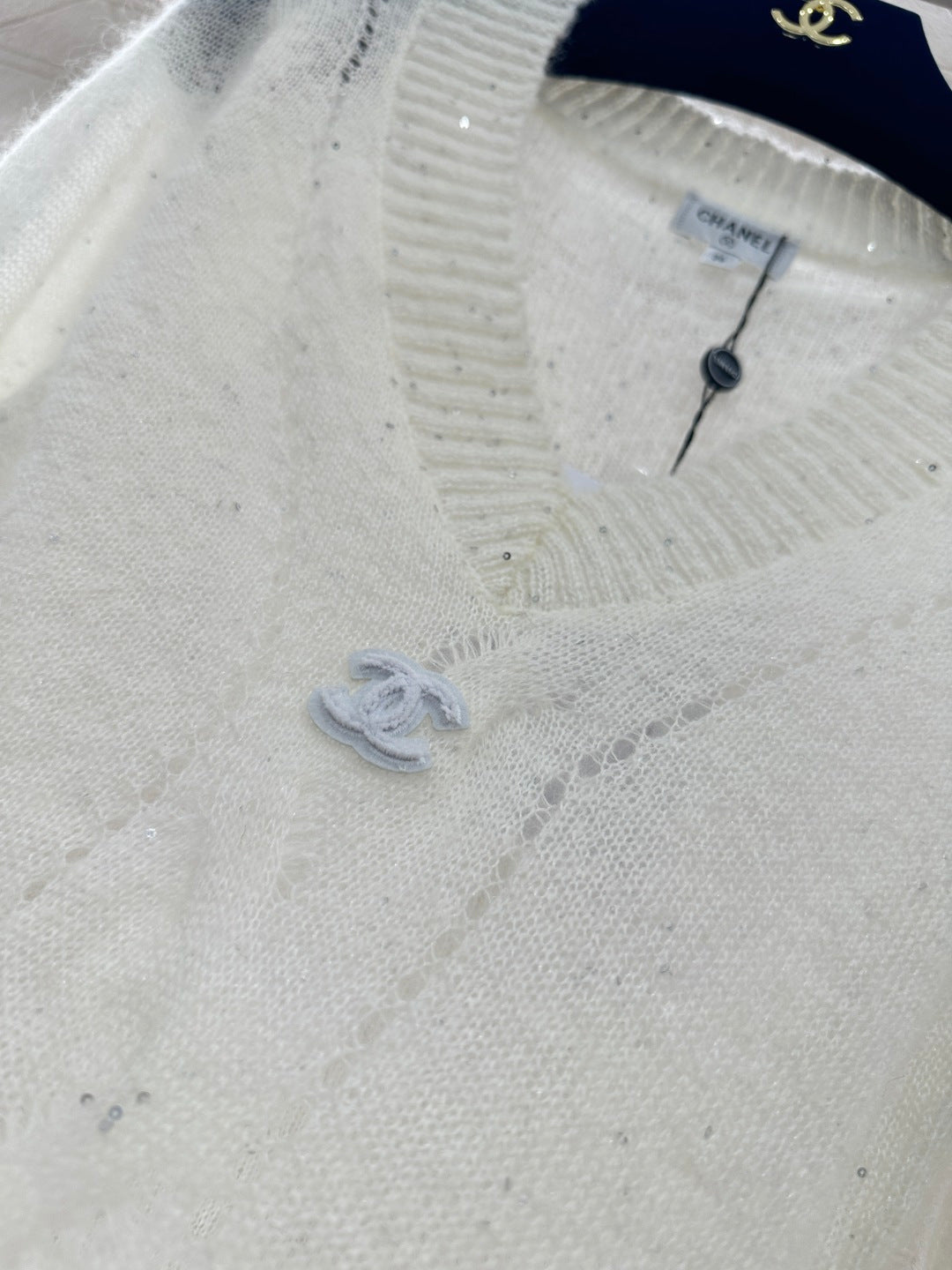 Sweetheart Neckline Sequined Sweater