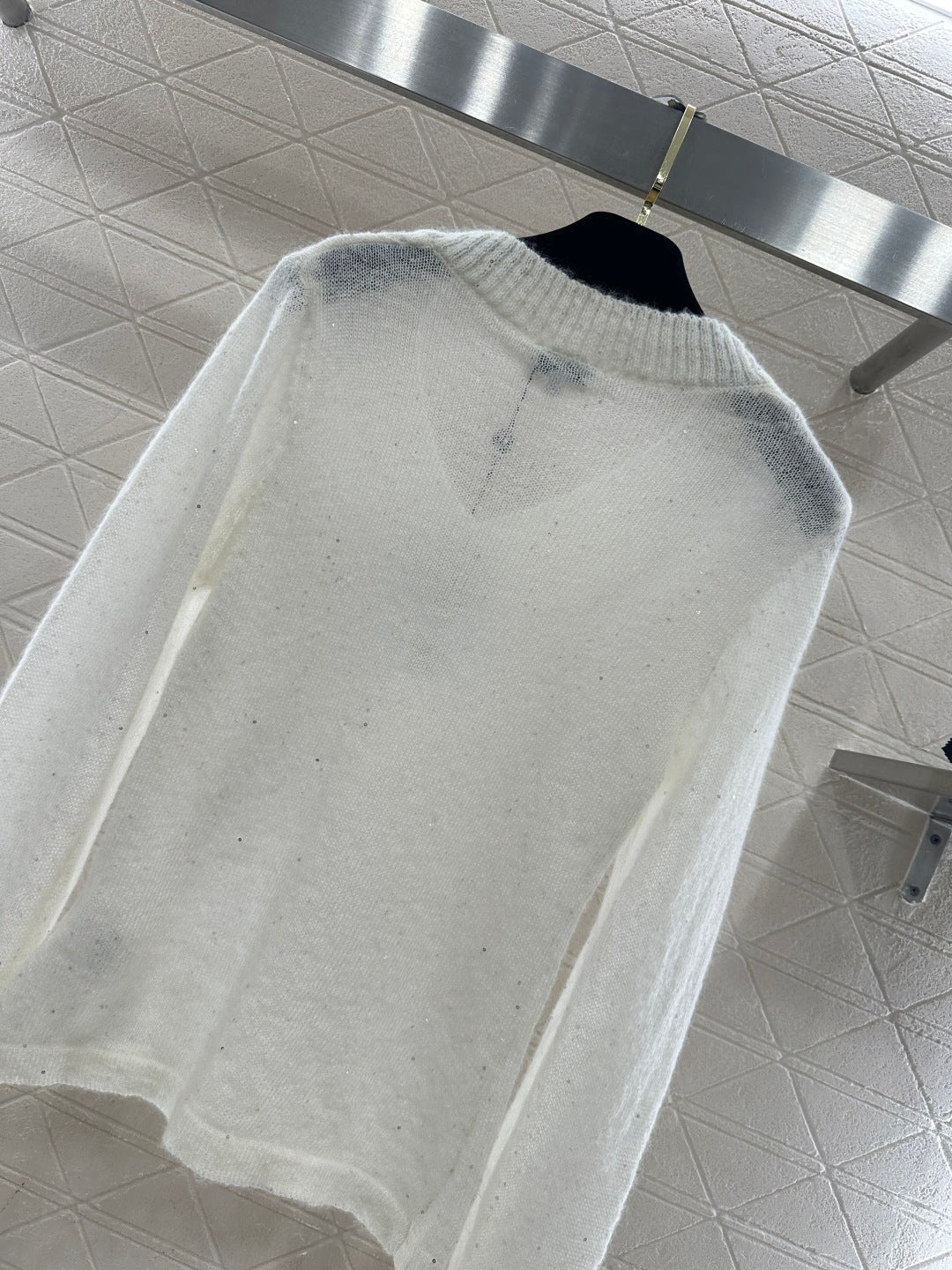 Sweetheart Neckline Sequined Sweater