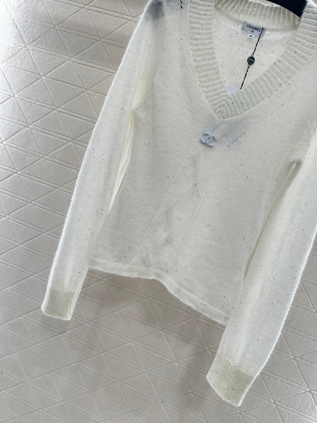Sweetheart Neckline Sequined Sweater