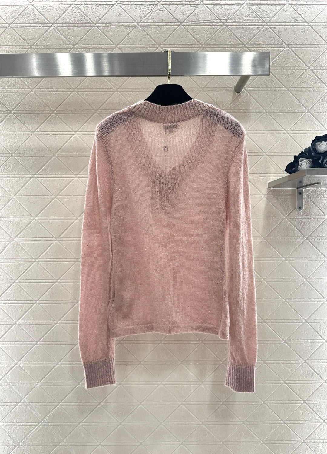 Sweetheart Neckline Sequined Sweater