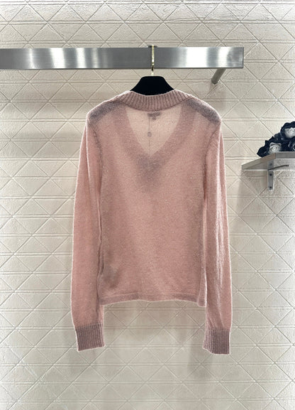 Sweetheart Neckline Sequined Sweater