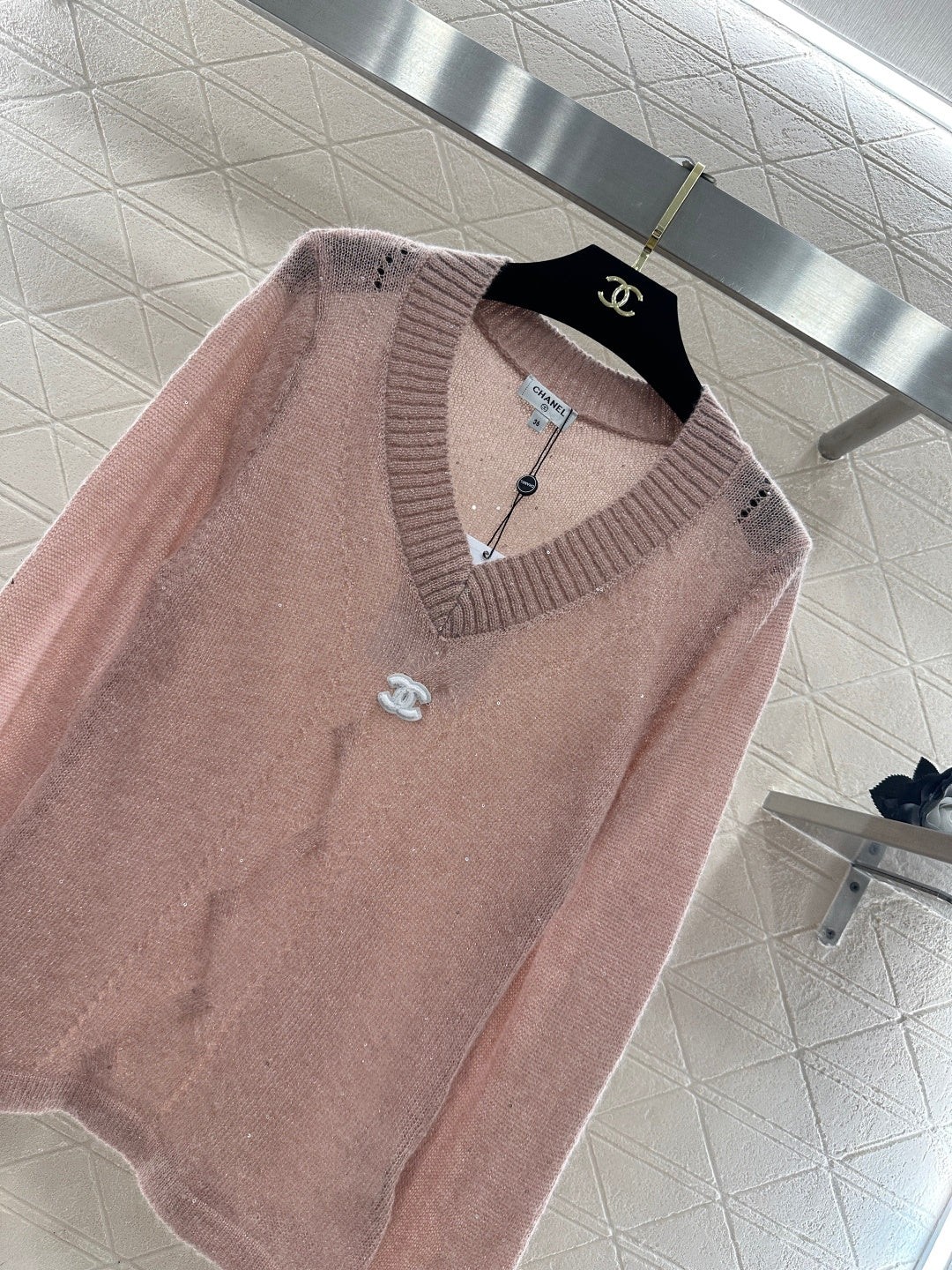Sweetheart Neckline Sequined Sweater