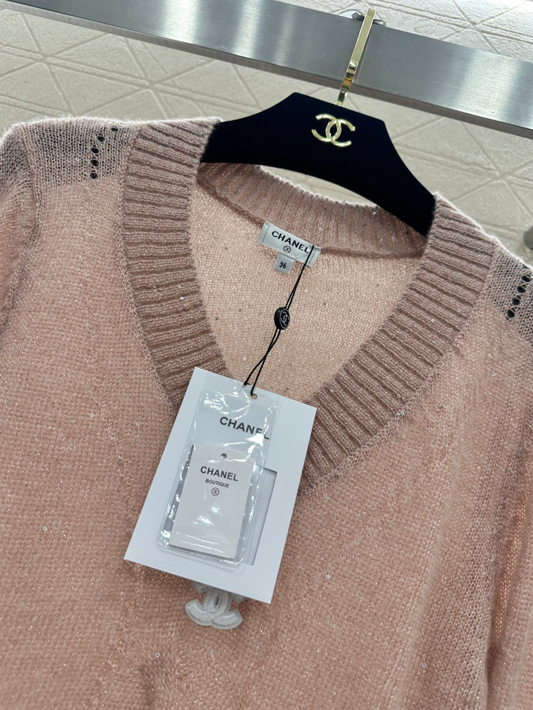 Sweetheart Neckline Sequined Sweater