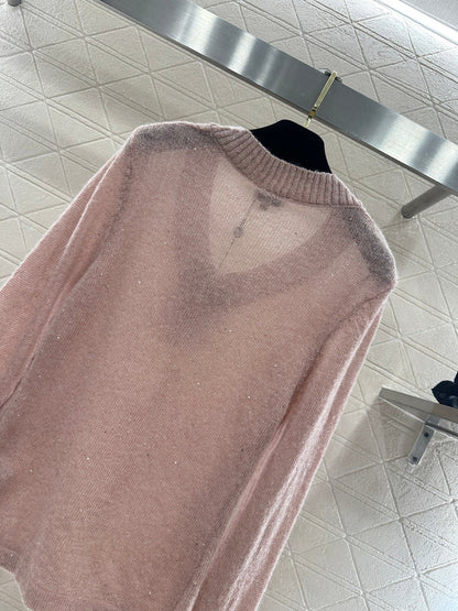 Sweetheart Neckline Sequined Sweater