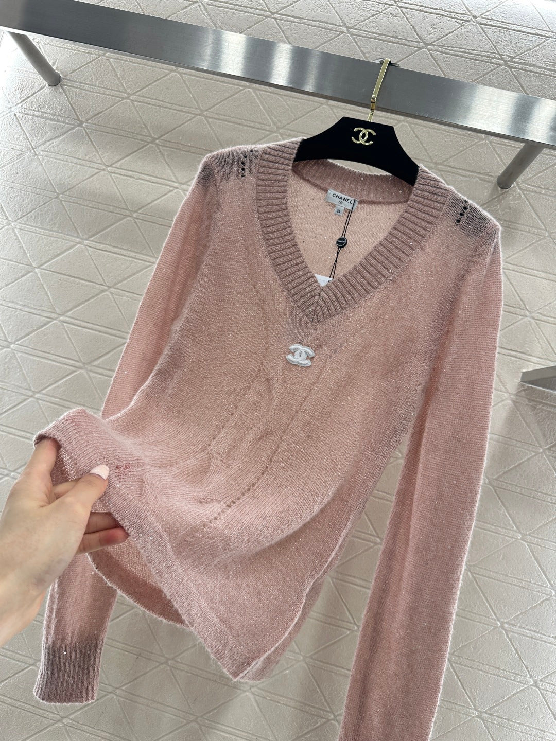 Sweetheart Neckline Sequined Sweater
