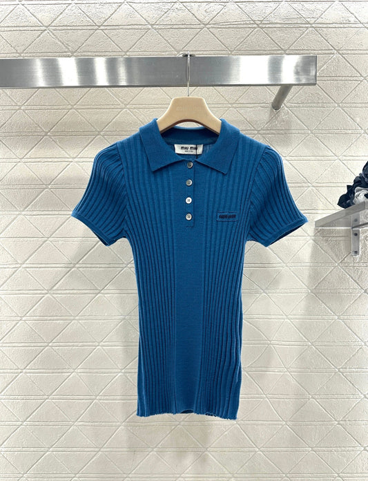 Collared Half-Open Short-Sleeve T-Shirt