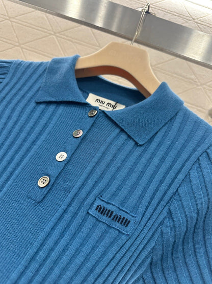 Collared Half-Open Short-Sleeve T-Shirt