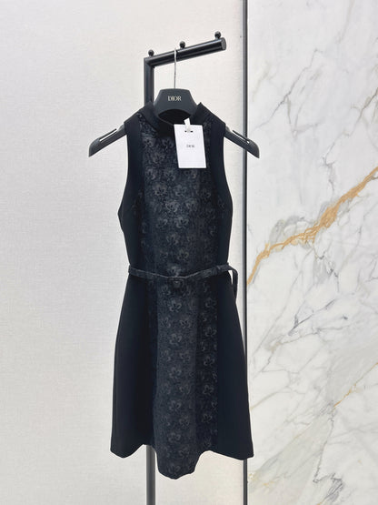 Embossed Jacquard Belt Dress