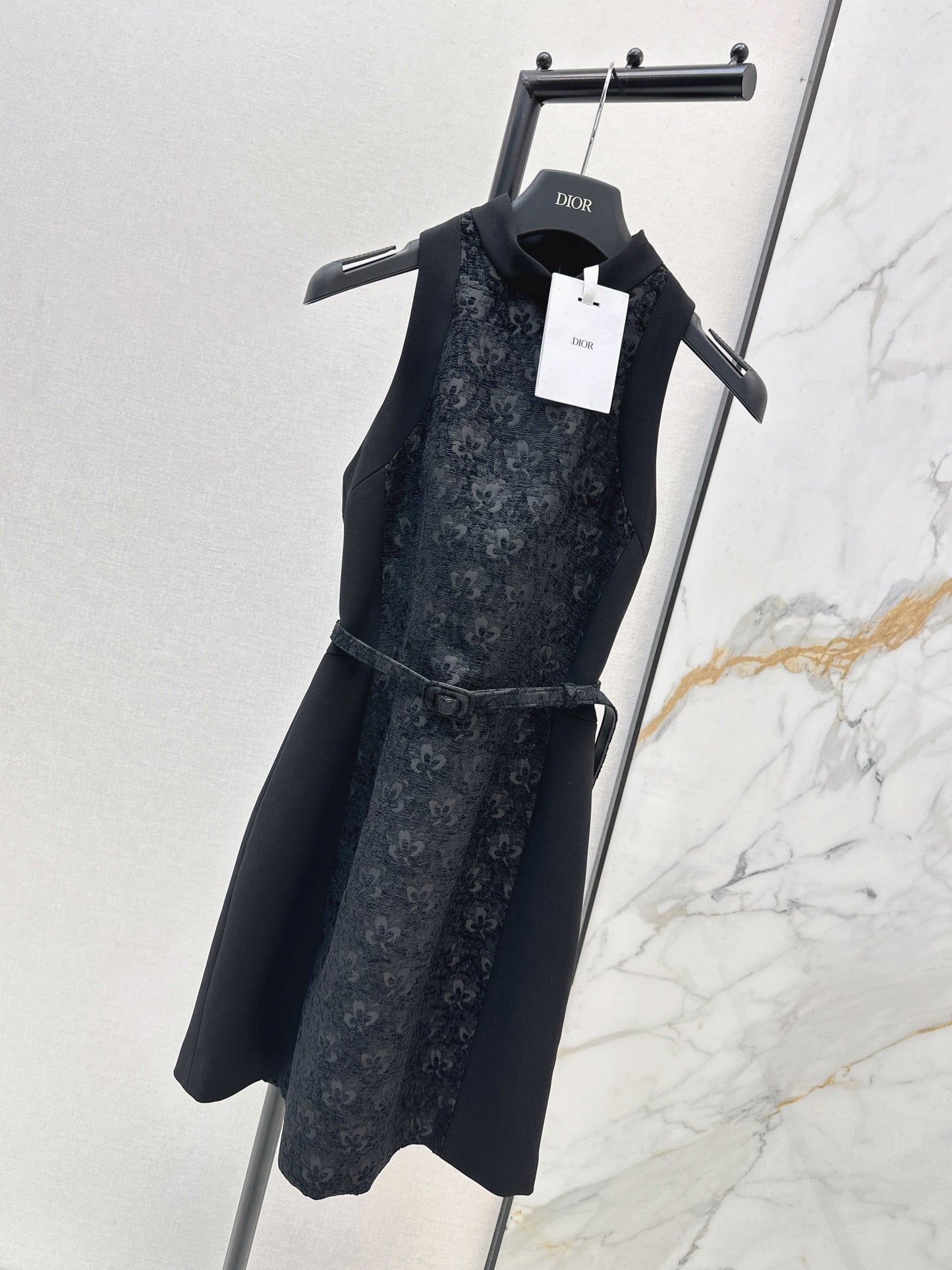 Embossed Jacquard Belt Dress