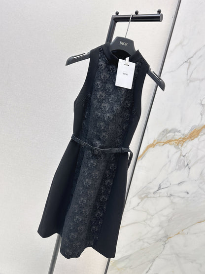 Embossed Jacquard Belt Dress