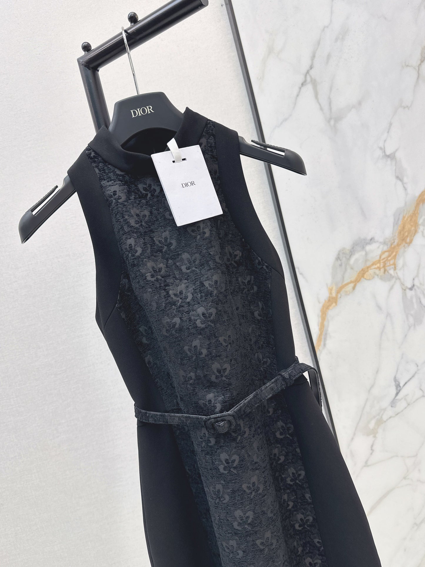 Embossed Jacquard Belt Dress