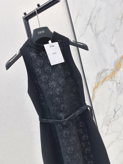 Embossed Jacquard Belt Dress