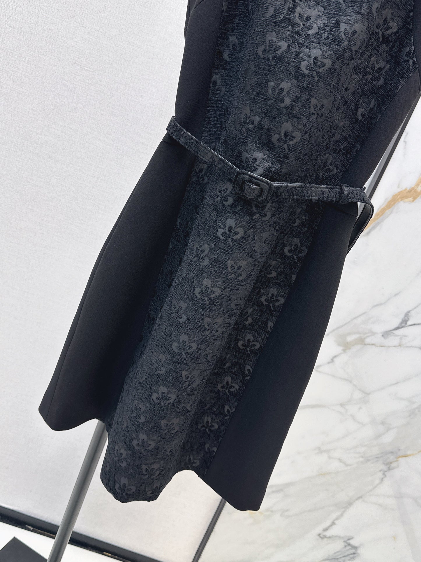 Embossed Jacquard Belt Dress