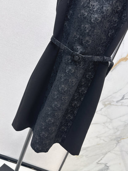 Embossed Jacquard Belt Dress