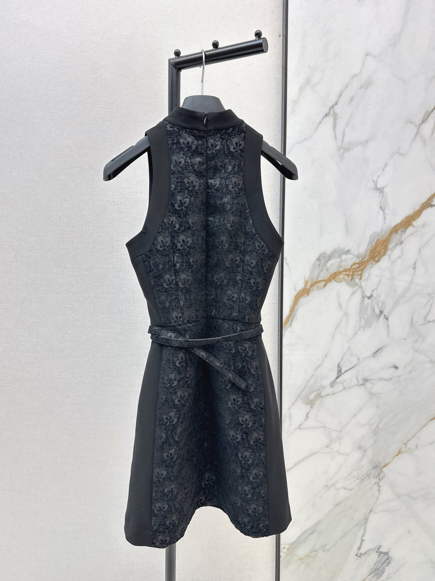 Embossed Jacquard Belt Dress