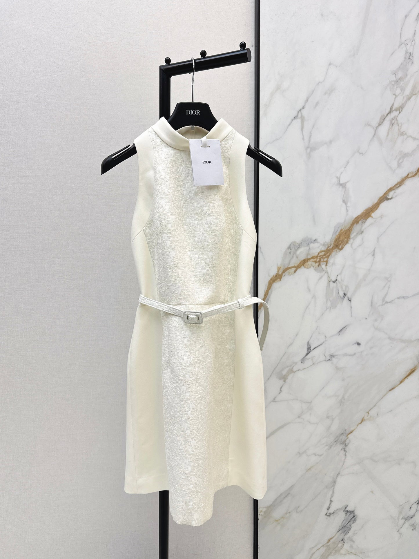 Embossed Jacquard Belt Dress