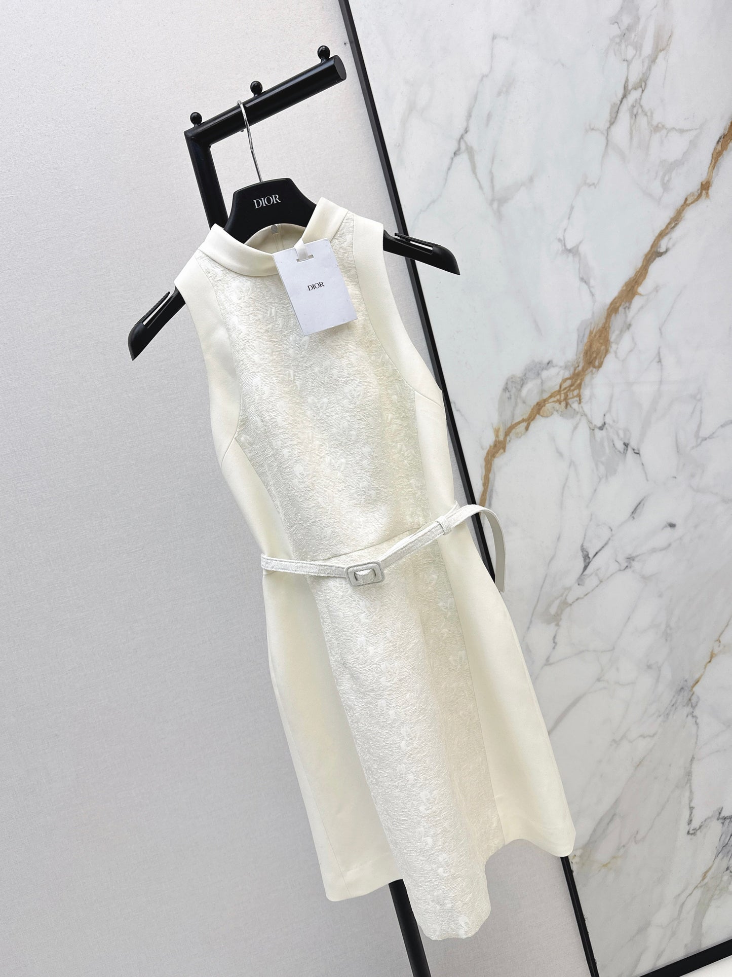 Embossed Jacquard Belt Dress