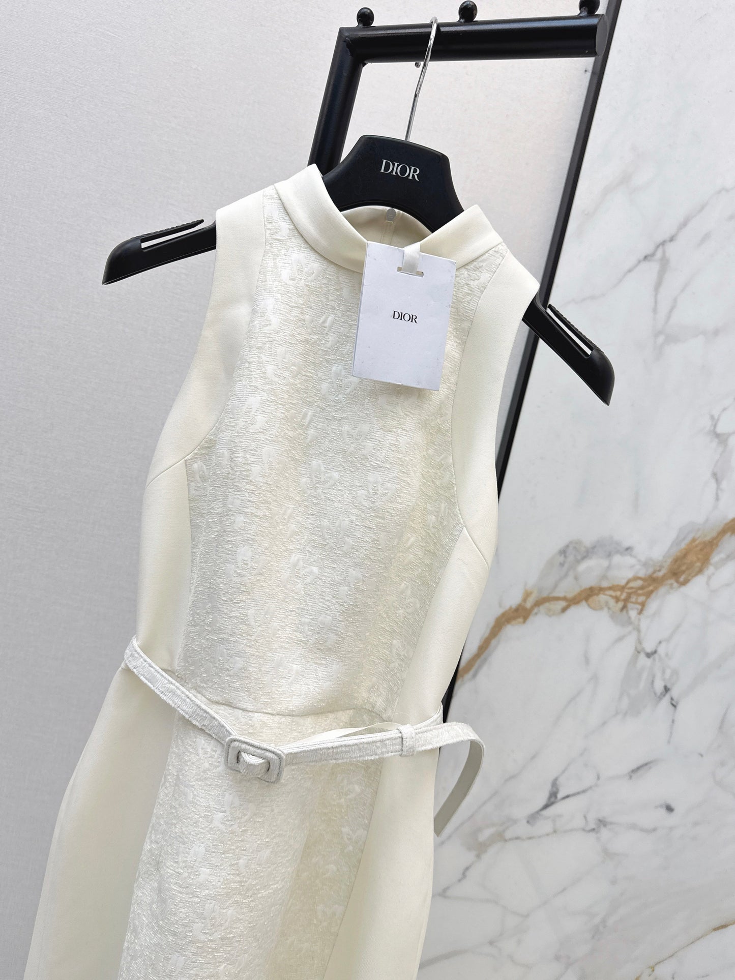 Embossed Jacquard Belt Dress
