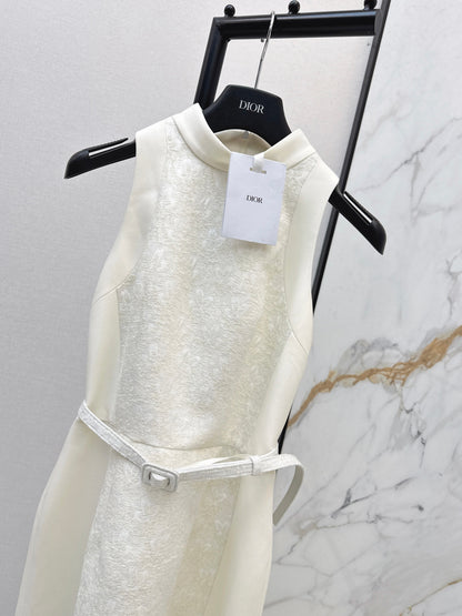 Embossed Jacquard Belt Dress