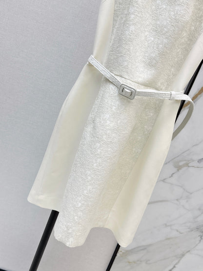 Embossed Jacquard Belt Dress