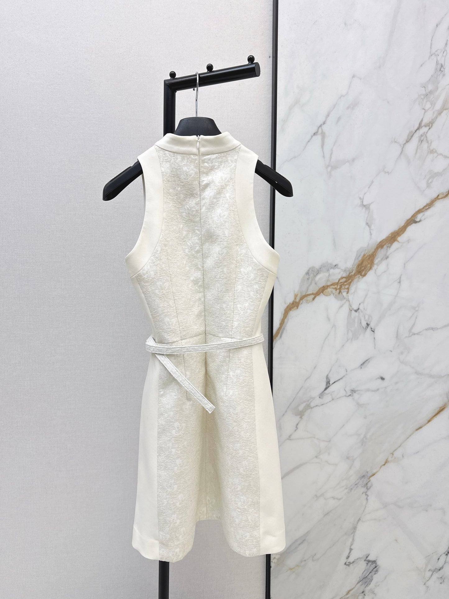 Embossed Jacquard Belt Dress