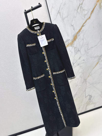 Four-pocket lace long coat