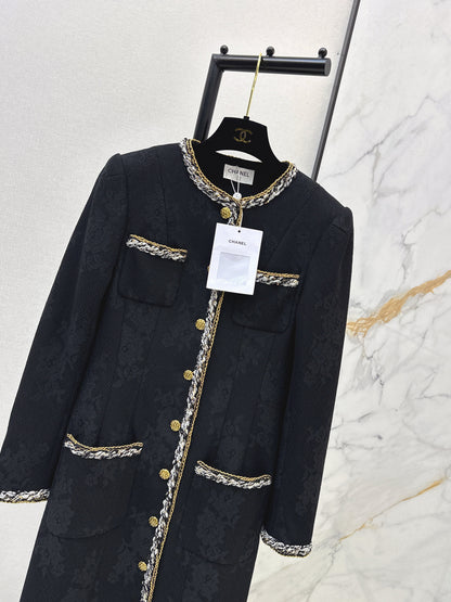 Four-pocket lace long coat