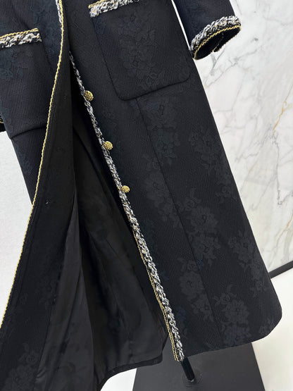 Four-pocket lace long coat