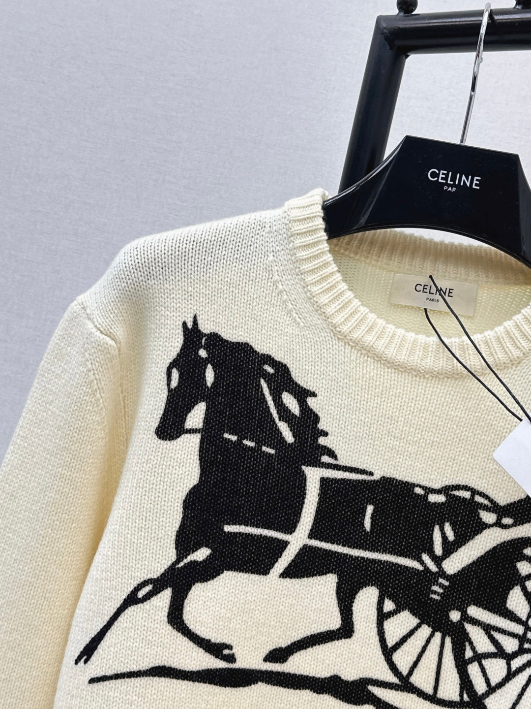 Carriage Pattern Cream Sweater