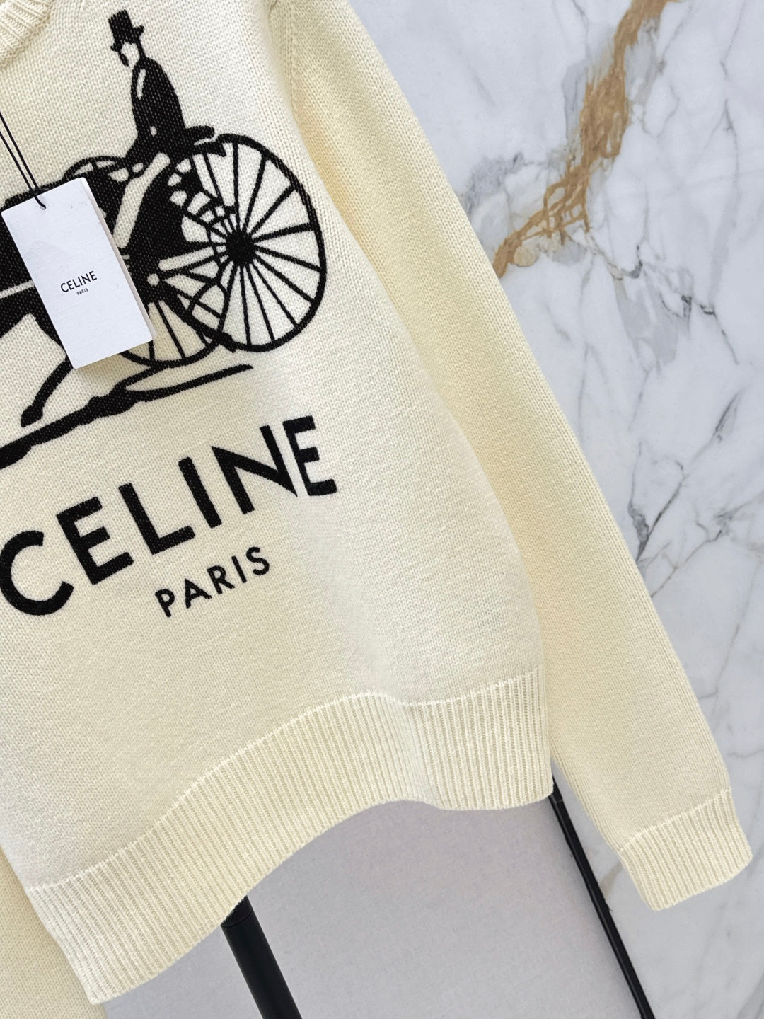 Carriage Pattern Cream Sweater